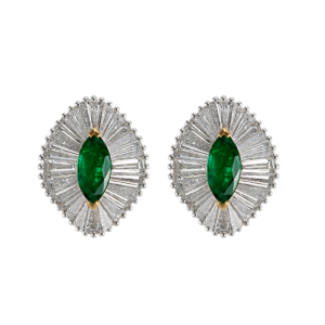 Classic diamond baguettes and Zambian Emeralds