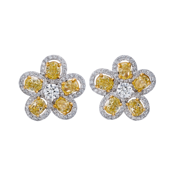 yellow Diamond Flower Earing