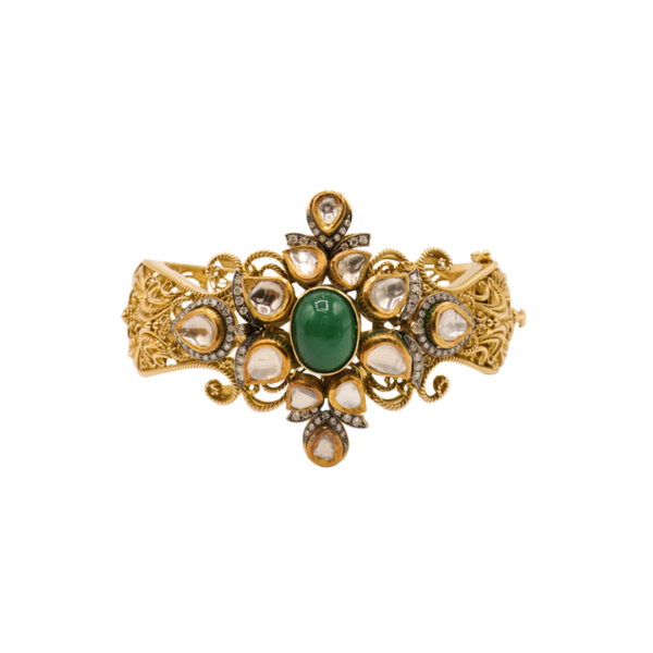 Diamond Polki and Emerald Bangle