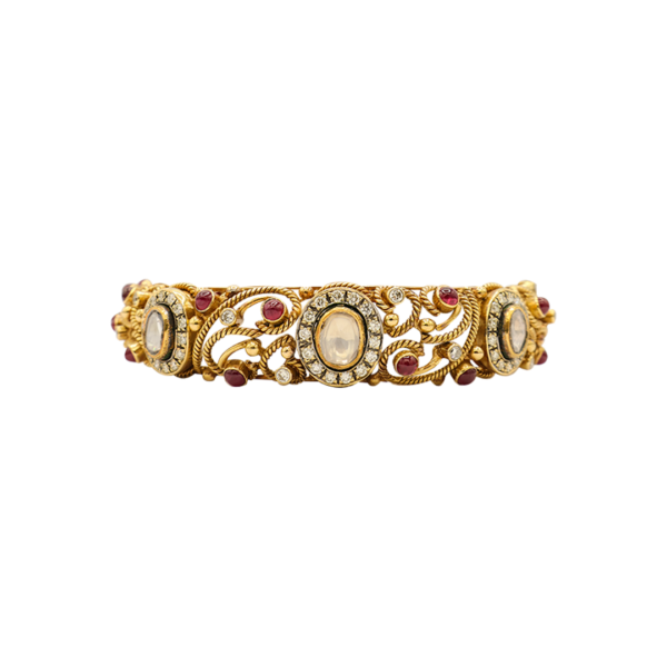Diamond Polki Bangle with Ruby
