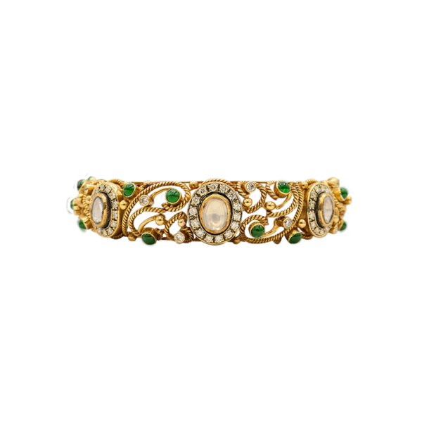 Diamond Polki Bangle with Emeralds