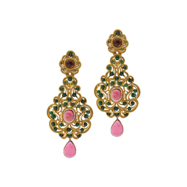 Tourmaline and Emerald Earrings