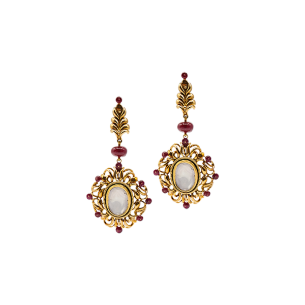 Diamond polki and ruby earrings