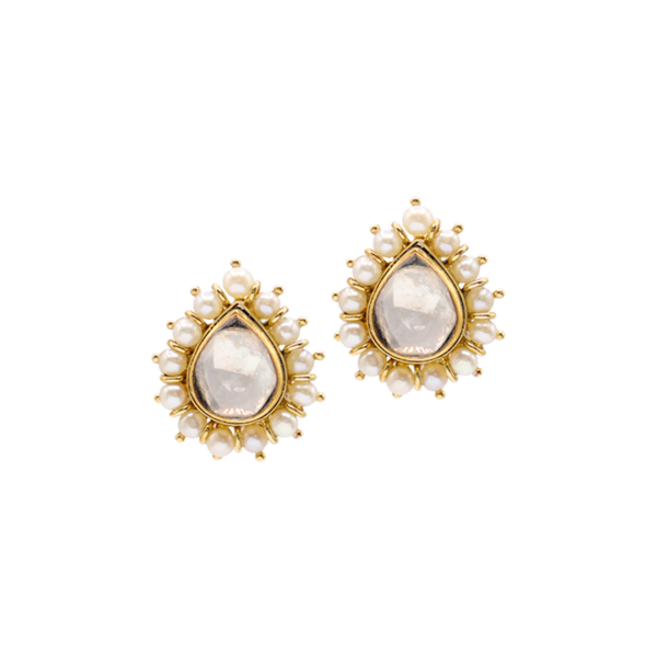 Diamond Polki Tops with Pearls