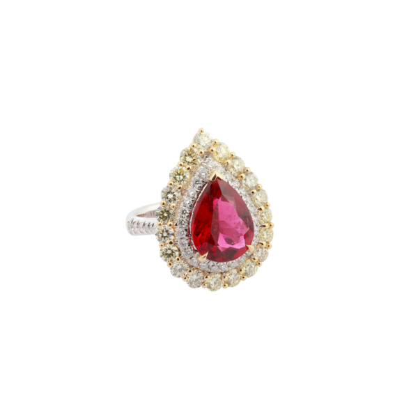 Rubellite and Diamond Ring