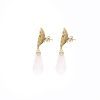 KEN 001023 Rose Quartz Earrings with Laser Cut Filigree in Yellow Gold 2