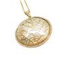 KPN 273 A Leaf Patterned Pendant with Diamonds and Yellow Gold inlay over 92.5 Silver
